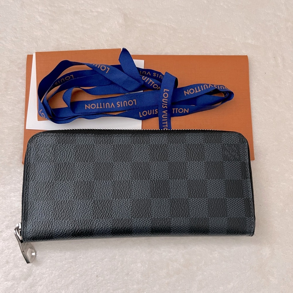 Authentic Louis Vuitton Graphite Long Zip Wallet